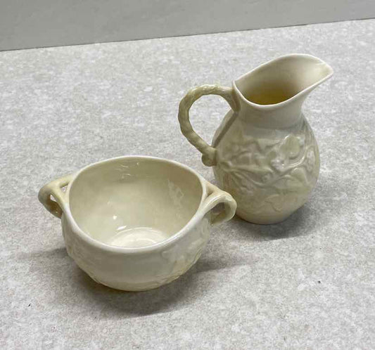 Belleek Sugar and Creamer