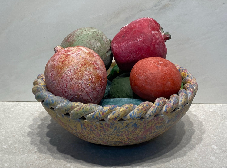 Clay Pottery Bowl & Fruit