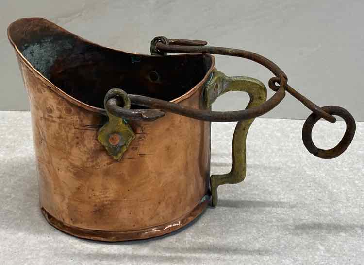 Antique Copper Coal Scuttle Bucker